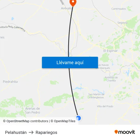 Pelahustán to Rapariegos map