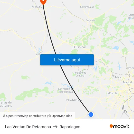 Las Ventas De Retamosa to Rapariegos map