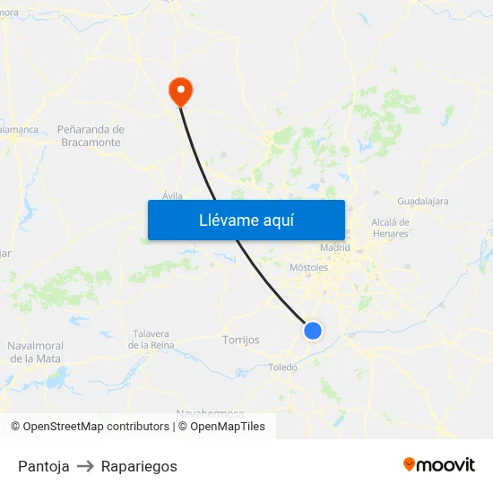 Pantoja to Rapariegos map
