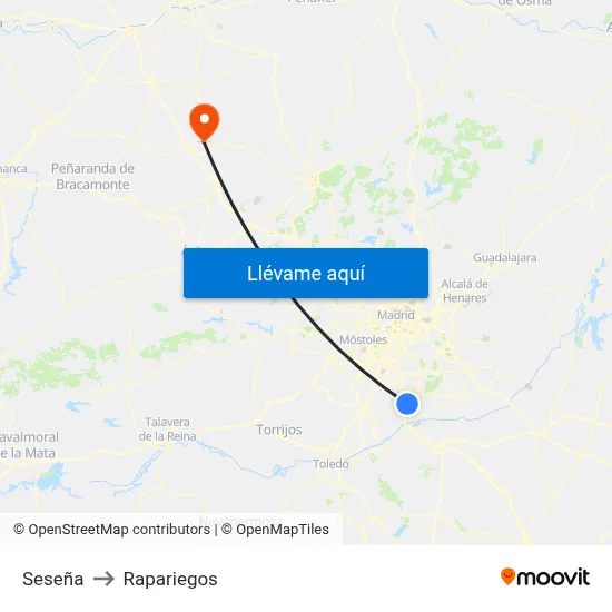 Seseña to Rapariegos map