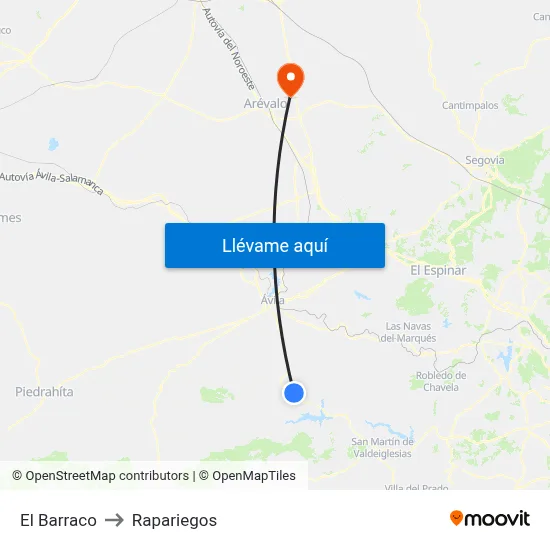 El Barraco to Rapariegos map