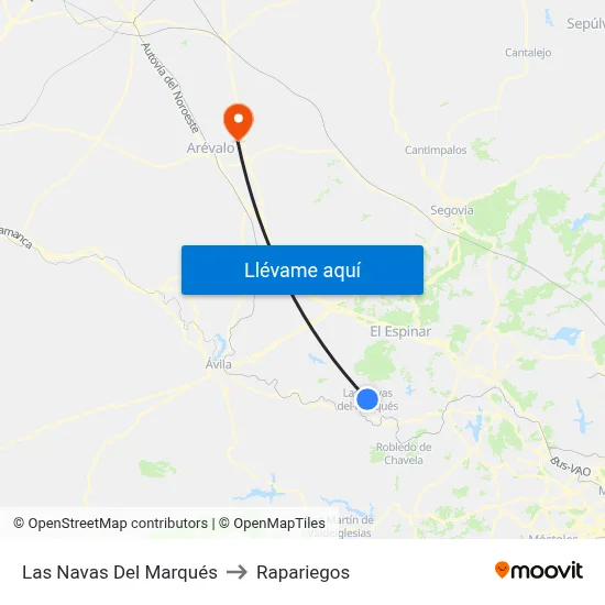 Las Navas Del Marqués to Rapariegos map