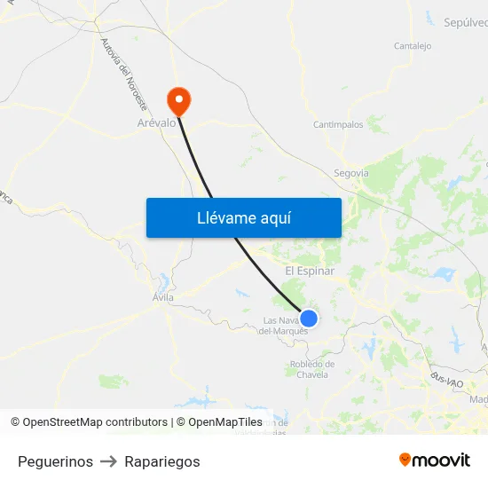 Peguerinos to Rapariegos map