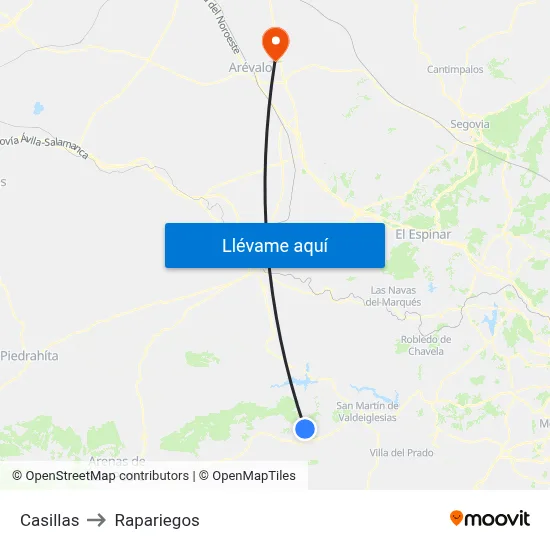 Casillas to Rapariegos map