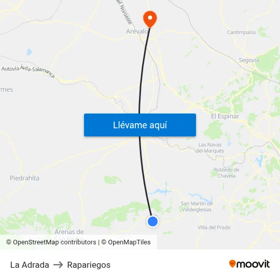 La Adrada to Rapariegos map