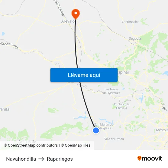 Navahondilla to Rapariegos map