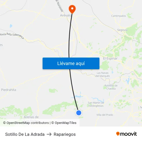 Sotillo De La Adrada to Rapariegos map