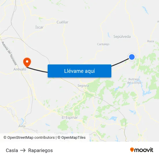 Casla to Rapariegos map