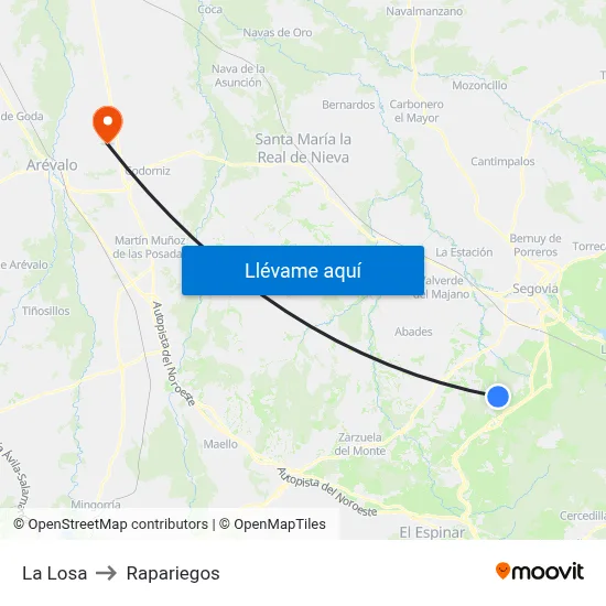 La Losa to Rapariegos map
