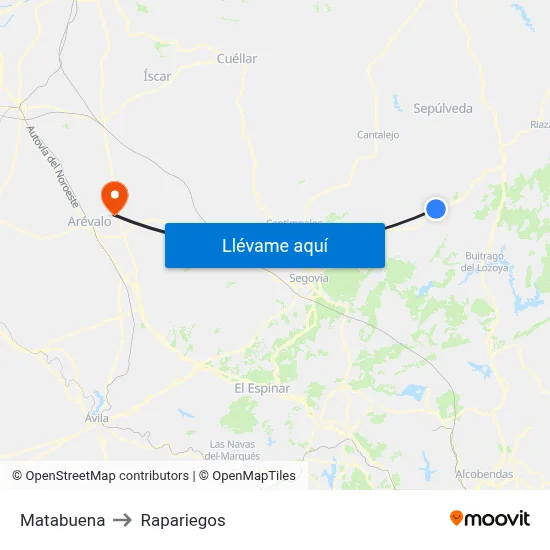 Matabuena to Rapariegos map