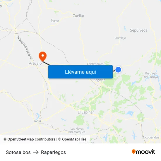 Sotosalbos to Rapariegos map