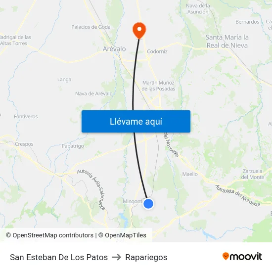 San Esteban De Los Patos to Rapariegos map