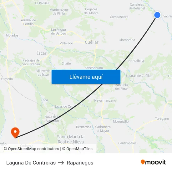 Laguna De Contreras to Rapariegos map