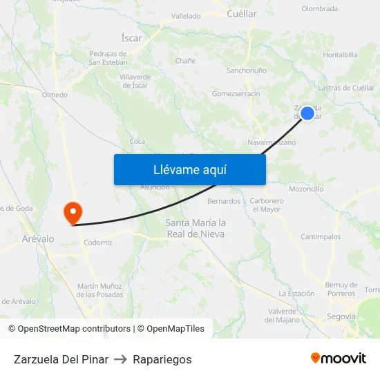 Zarzuela Del Pinar to Rapariegos map