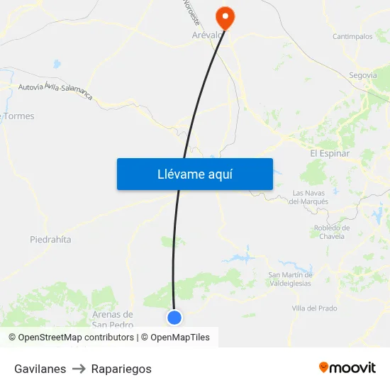 Gavilanes to Rapariegos map