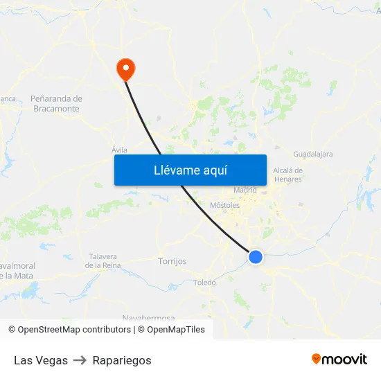 Las Vegas to Rapariegos map