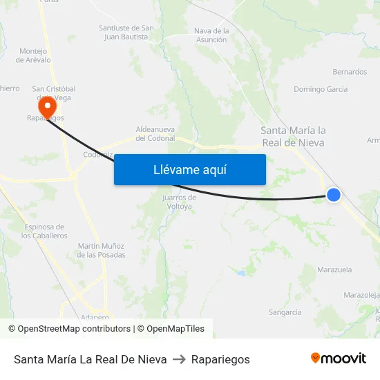 Santa María La Real De Nieva to Rapariegos map