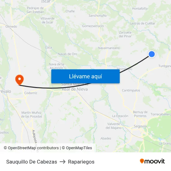 Sauquillo De Cabezas to Rapariegos map