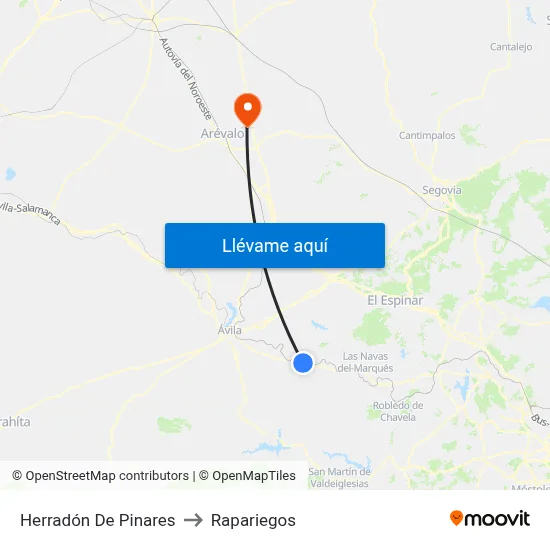 Herradón De Pinares to Rapariegos map