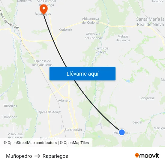 Muñopedro to Rapariegos map