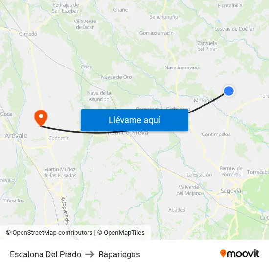 Escalona Del Prado to Rapariegos map