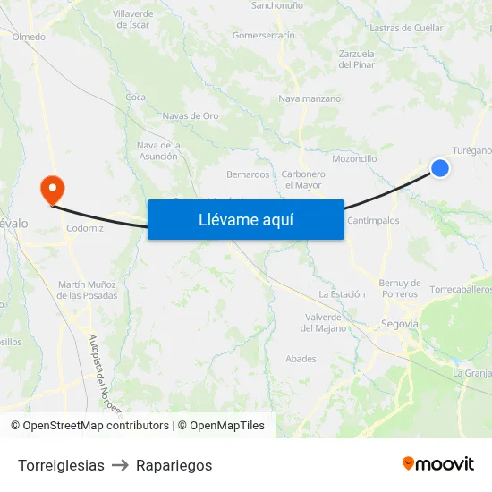Torreiglesias to Rapariegos map