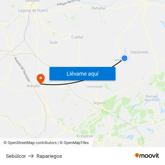Sebúlcor to Rapariegos map