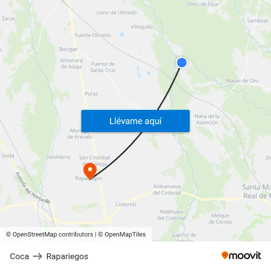 Coca to Rapariegos map