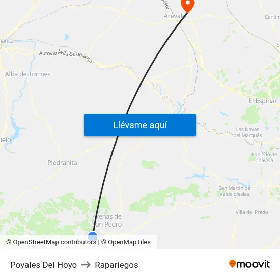 Poyales Del Hoyo to Rapariegos map