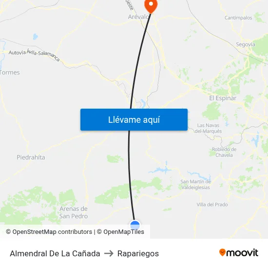 Almendral De La Cañada to Rapariegos map