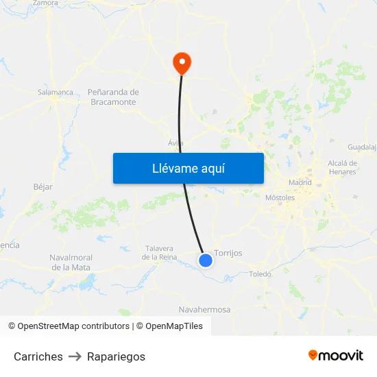 Carriches to Rapariegos map