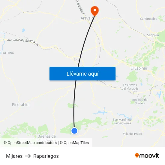 Mijares to Rapariegos map