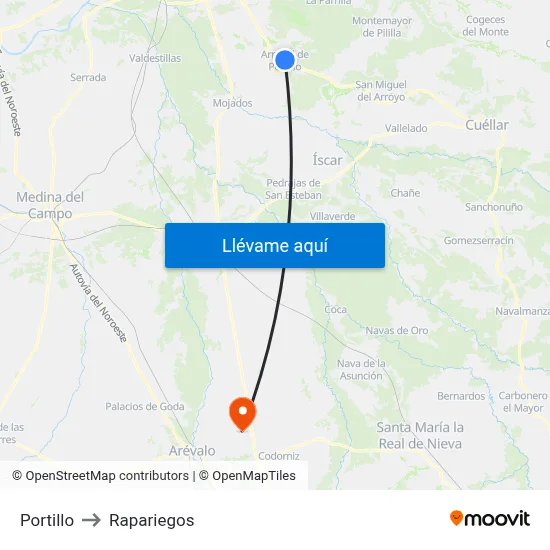 Portillo to Rapariegos map