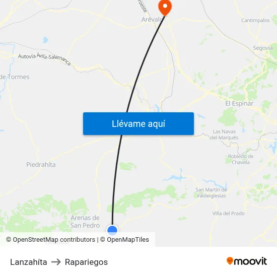 Lanzahíta to Rapariegos map