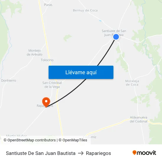 Santiuste De San Juan Bautista to Rapariegos map