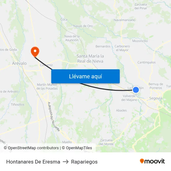 Hontanares De Eresma to Rapariegos map
