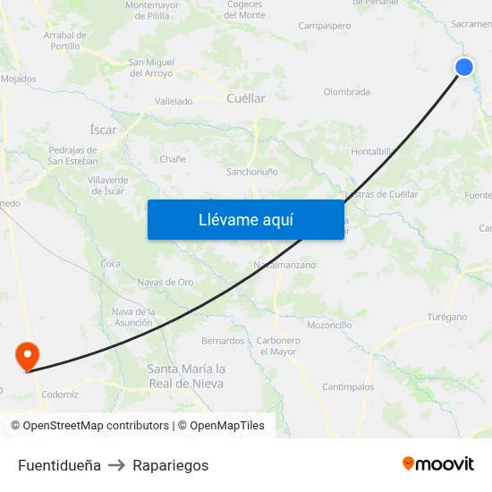 Fuentidueña to Rapariegos map