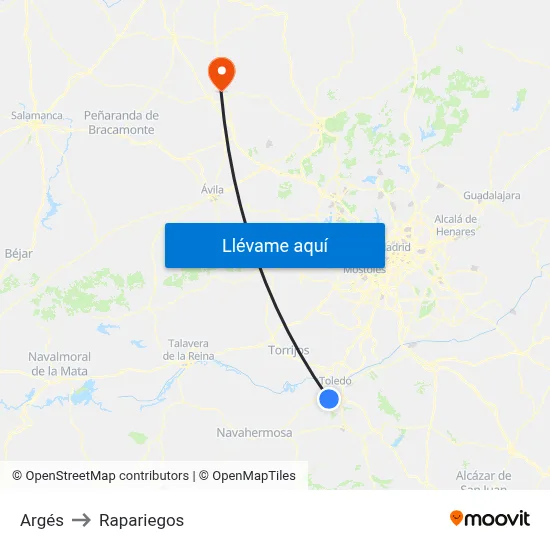 Argés to Rapariegos map