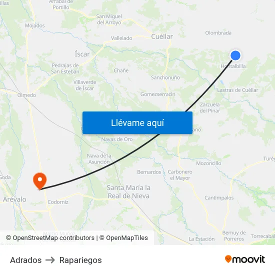 Adrados to Rapariegos map