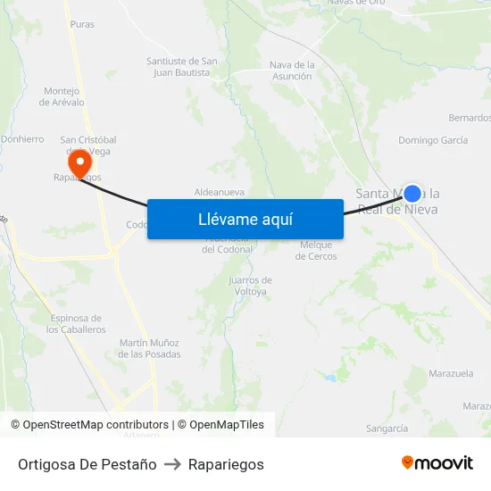 Ortigosa De Pestaño to Rapariegos map