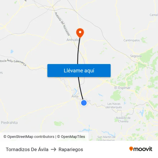 Tornadizos De Ávila to Rapariegos map