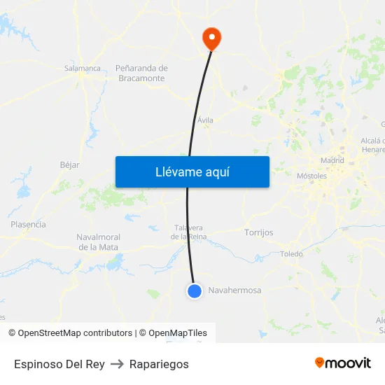 Espinoso Del Rey to Rapariegos map