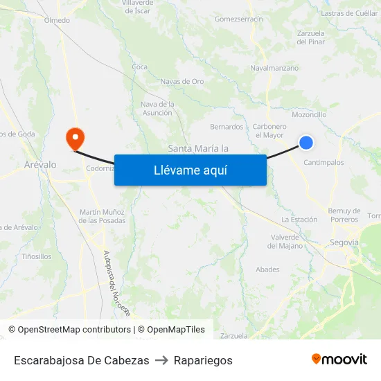 Escarabajosa De Cabezas to Rapariegos map