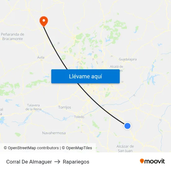 Corral De Almaguer to Rapariegos map