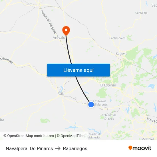 Navalperal De Pinares to Rapariegos map