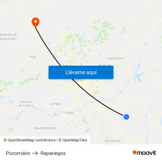 Pozorrubio to Rapariegos map