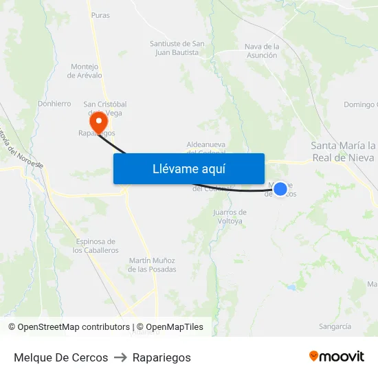 Melque De Cercos to Rapariegos map