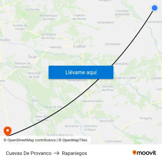 Cuevas De Provanco to Rapariegos map