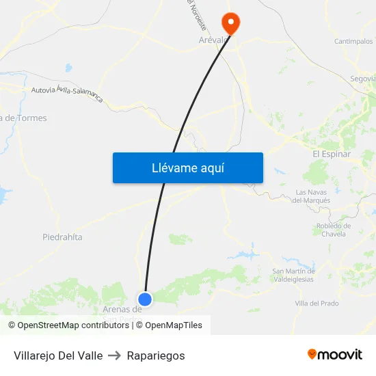 Villarejo Del Valle to Rapariegos map