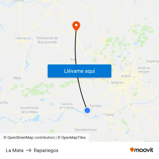 La Mata to Rapariegos map